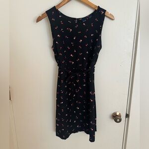 GAP Black Sleeveless Mini Dress with Pink Floral Print